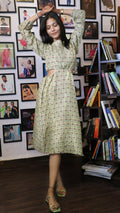 Noroke Sustainable fabric | Mushroom Ikat Cut-out Midi Dress - Printed | Grocsy