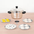 The Indus Valley Premium Stainless Steel idlipot regular with mini idli plates-(3+1) Idli/ Momo Maker/  Veg Steaming Set, Tri-ply Induction Bottom, 4 Plates | Grocsy