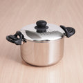The Indus Valley Tri-steel Stainless Steel Rice Pot with Strainer Lid & Lockable Bakelite Handles, Tri-ply 3-Layer Heavy Bottom | Noodle/Pasta/Corn/Soya/Veggies Boiler Pot, Steamer Cooker, Induction & Gas, 1.08 Kg, 19cm, 3.5 L | Grocsy