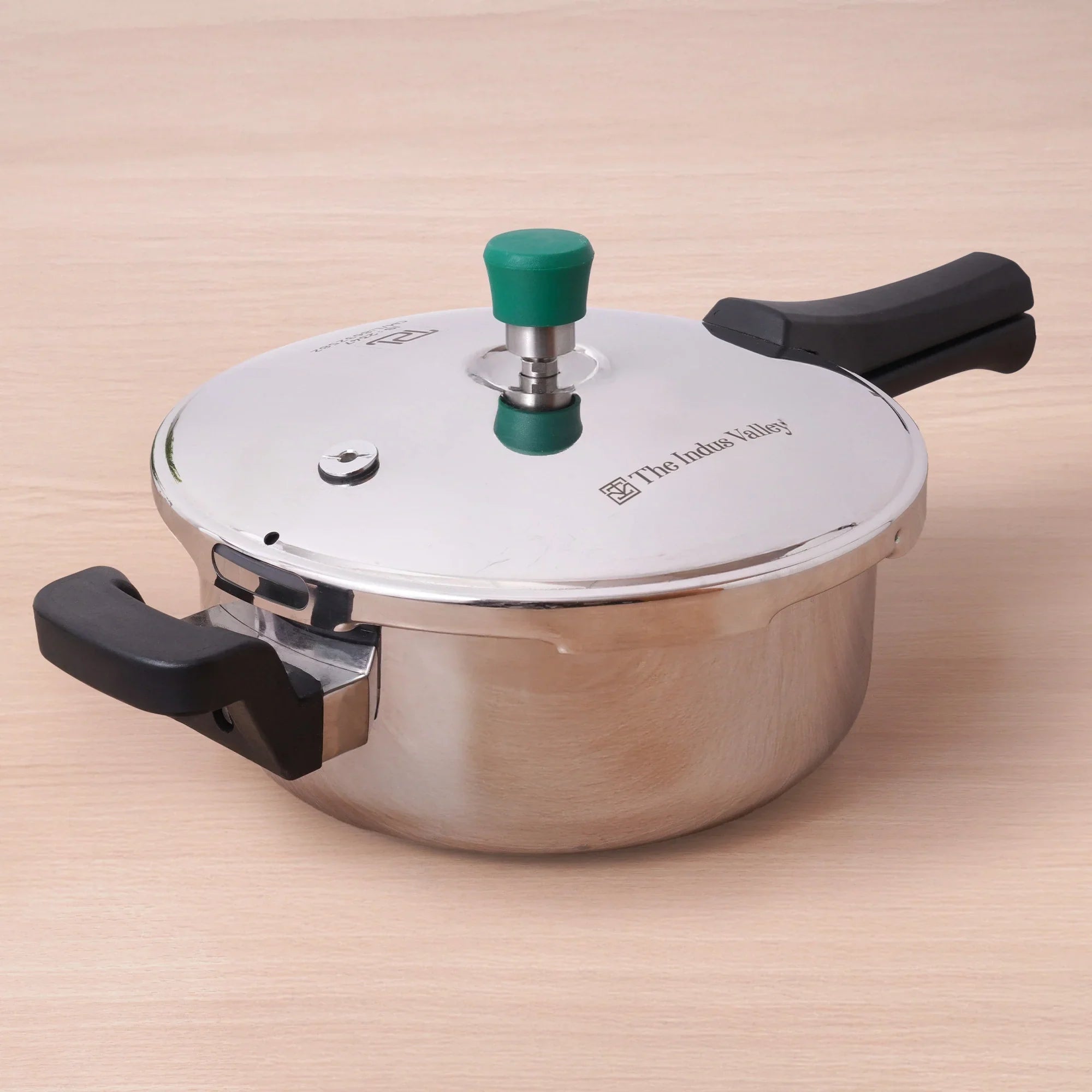 The Indus Valley Tri-ply Stainless Steel Pressure Pan, Premium Quality, 3 Layer Thick Body, Heavy Bottom, 100% Food-safe, ISI Certified, Induction & Gas, 3.5/5L | Grocsy