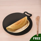 The Indus Valley Super Smooth Cast Iron Tawa,Pre-seasoned, Nonstick, 100% Pure, Toxin-free, Spatula, 26.7cm/30.2cm | Grocsy