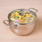 The Indus Valley TurboCuk Tri-ply Stainless Steel Handi Casserole/ Biryani Cooking Pot+ Glass Lid, Premium Quality, 3 Layer Thick Body, 100% Toxin-free, Non-stick, Induction & Gas, 4L | Grocsy