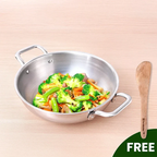 The Indus Valley TurboCuk Tri-ply Stainless Steel Kadai, Premium Quality, 3 Layer Thick Body, 100% Toxin-free, Non-stick, Induction & Gas, Free ₹110 Spatula, 1.7/2.7/3.5L | Grocsy