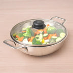 The Indus Valley TurboCuk Tri-ply Stainless Steel Kadai+ Glass Lid, Premium Quality, 3 Layer Thick Body, 100% Toxin-free, Non-stick, Induction & Gas, 1.7/2.7/3.5L | Grocsy