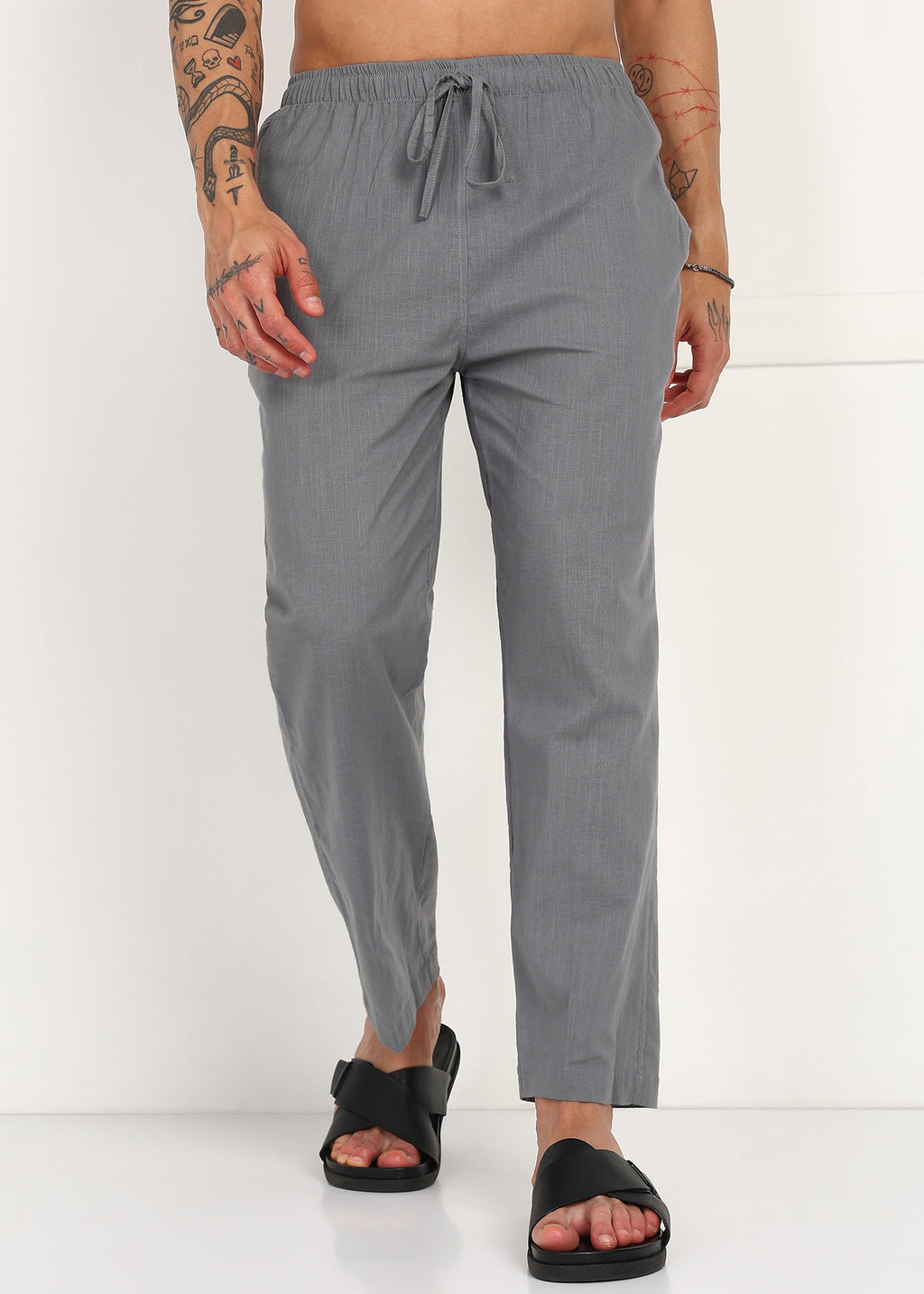 Fabmade Slate Grey Linen Pyjama | Grocsy