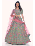 Myra Green Gota Silk Embroidered Designer Lehenga Choli | Grocsy