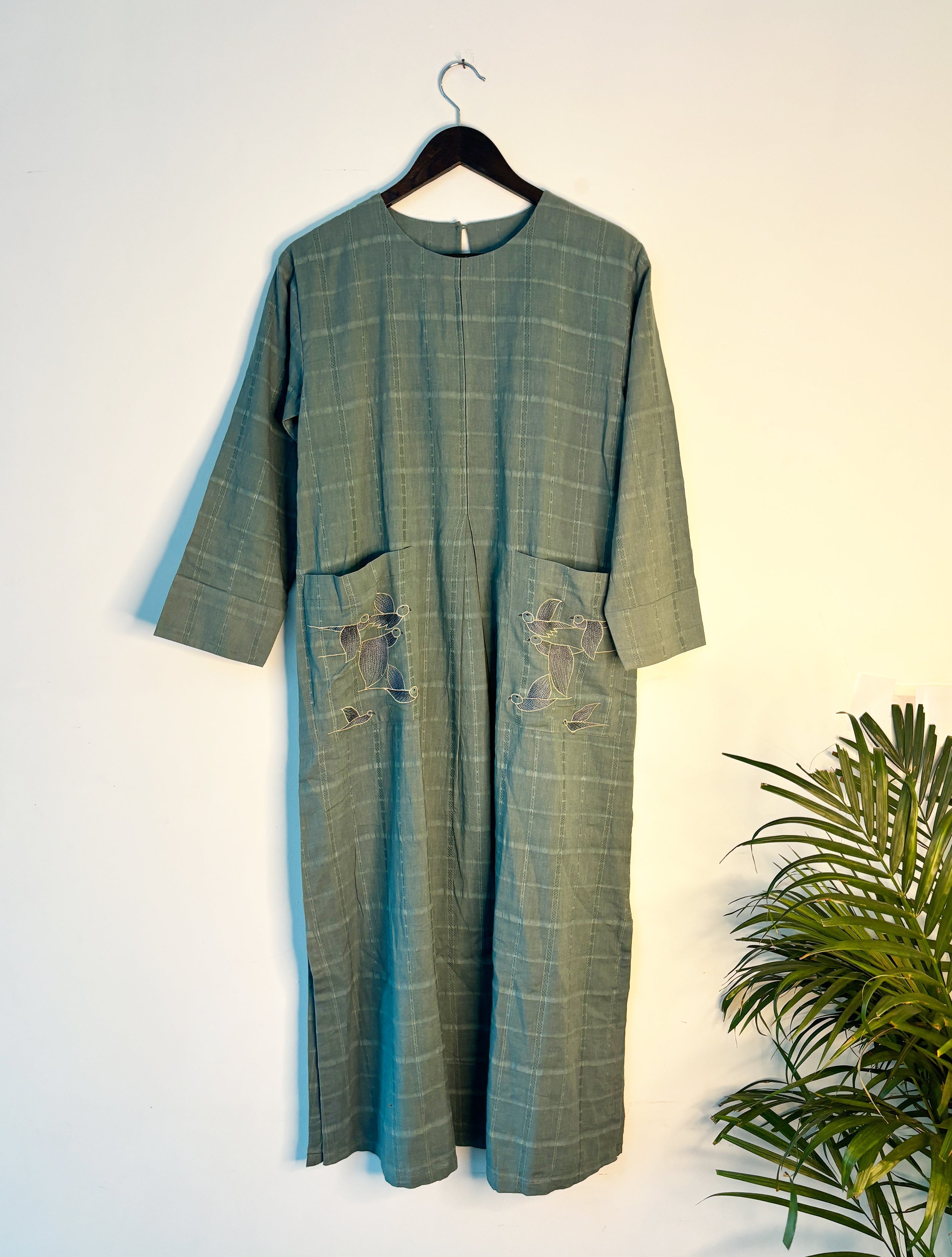 trueBrowns Light Blue Dobby Dress | Grocsy