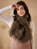 InWeave Women's Beige Print Faux Fur Neck Warmer | Grocsy