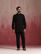 trueBrowns Men's Black Cotton Dobby Kurta Co-ord Set | Grocsy