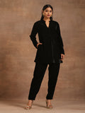 trueBrowns Black Velvet Solid Co-ord Set | Grocsy