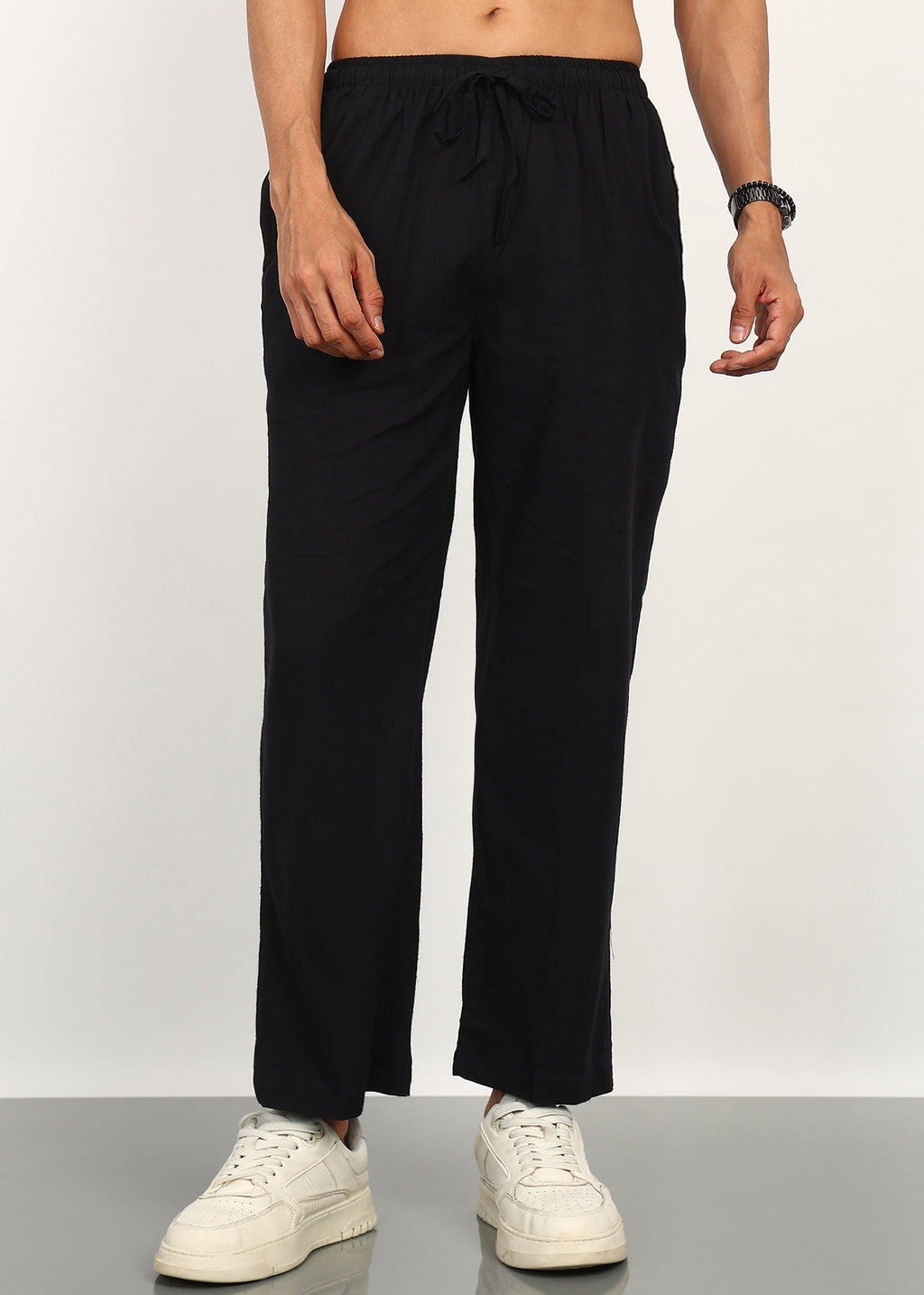 Fabmade Noir Linen Trousers | Grocsy