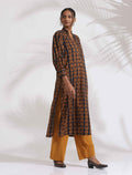 trueBrowns Black Cotton Print Straight Kurta Set | Grocsy