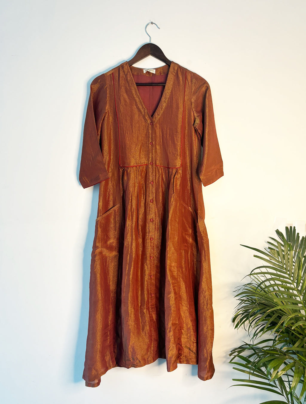 trueBrowns Bronze Tissue Kurta | Grocsy