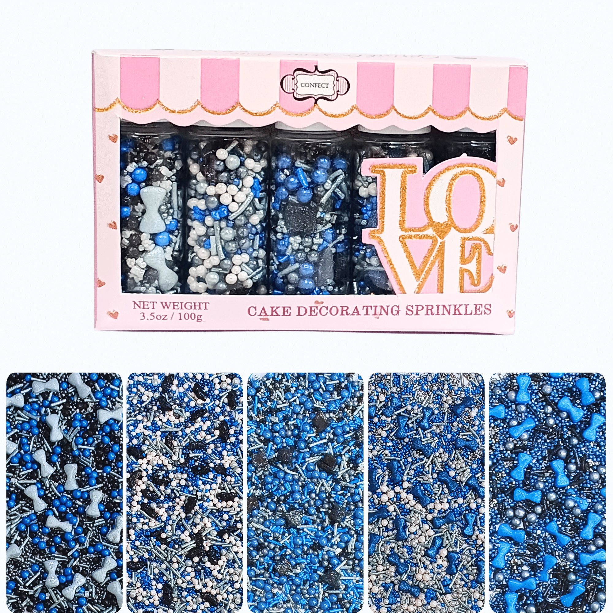 Confect Black, Blue & White | (04) Father's Day Sprinkles | Grocsy