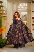 Yash Enterprise Navy Blue Digital Print Muslin Party Wear Sharara Suit Set | Grocsy