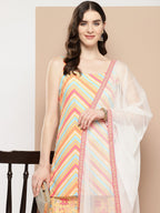 Ahalyaa Women Printed Regular Gotta Patti Kurti with Sharara & With Dupatta | Grocsy