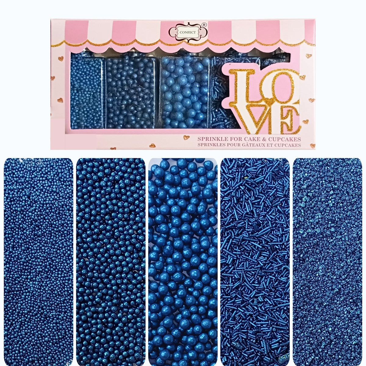 Confect Sprinkles for Cakes & Cupcakes Decoration | USP-10(Navy Blue) | Grocsy