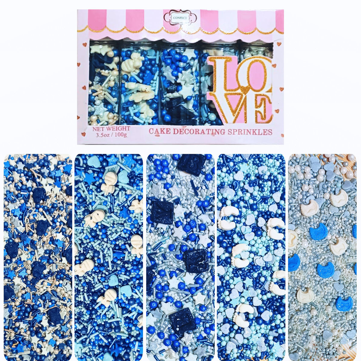 Confect Boys Baby Shower Sprinkles | Baby Blue Sprinkles for Cake & Cupcake Decorating | Grocsy