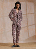 trueBrowns Black Floral Overall Bagru Print Cotton Pant Suit Set | Grocsy