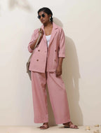 trueBrowns Pink Cotton Linen Co-Ord Set | Grocsy