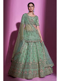 Myra Pista Green Gota Silk Embroidered Designer Lehenga Choli | Grocsy