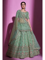 Myra Pista Green Gota Silk Embroidered Designer Lehenga Choli | Grocsy