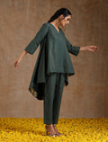 trueBrowns Dark Green Gold Cotton High-Low Co-Ord Set | Grocsy