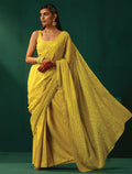 trueBrowns Lime Cotton Gold Lurex Striped Ready to Wear Saree | Grocsy