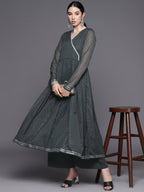 Ahalyaa Printed Angrakha Gotta Patti Kurta With Palazzos | Grocsy