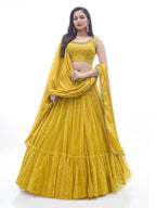 Myra Mustard Art Silk Designer Lehenga | Grocsy