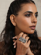 trueBrowns Silver Tone Abstract Sign Ring | Grocsy