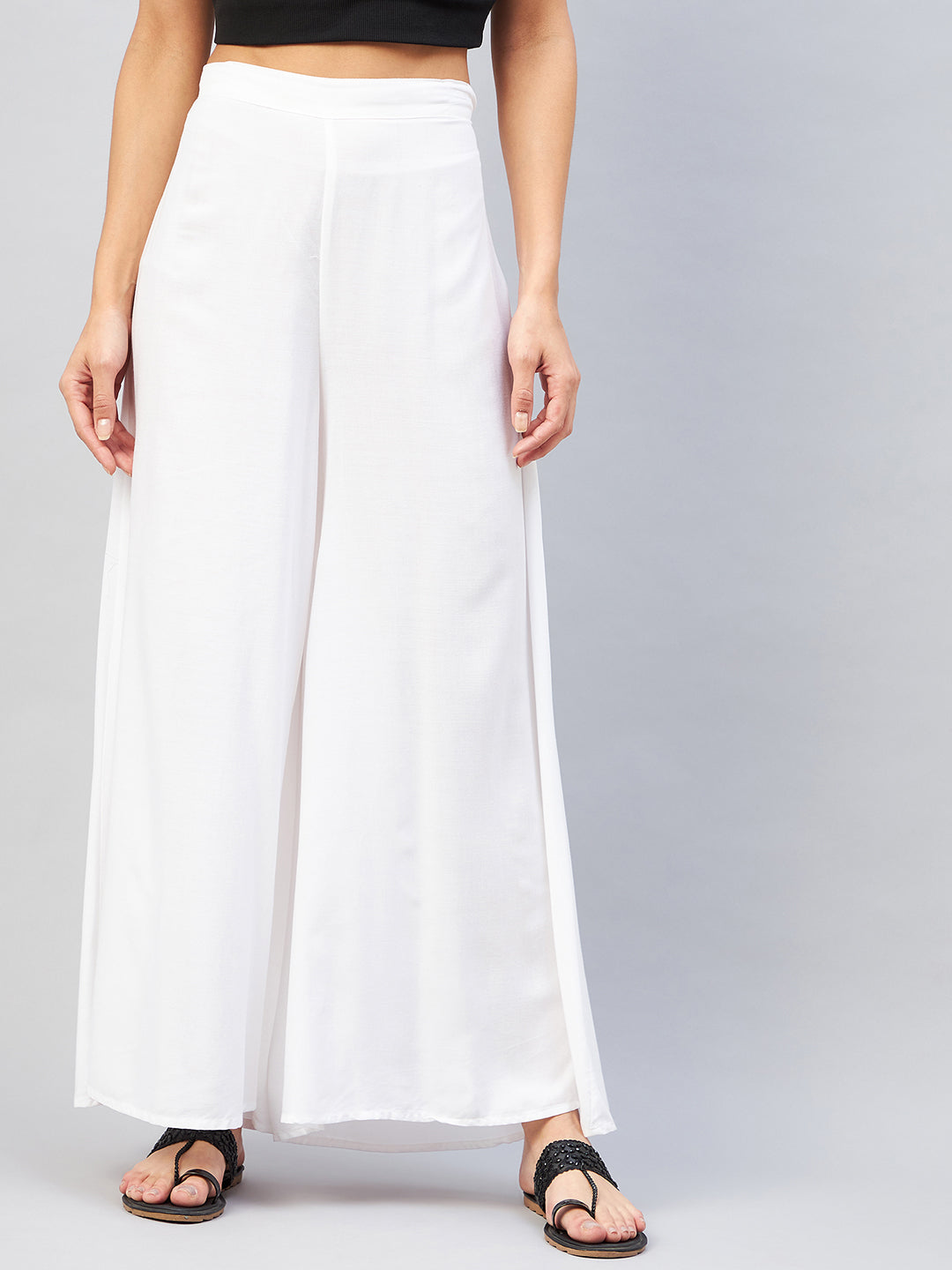 InWeave Solid White Palazzo | Grocsy