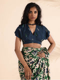 trueBrowns Blue Muslin Ikat Blouse | Grocsy