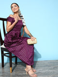 InWeave Women's Wine Brocade Dress | Grocsy