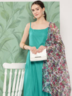 InWeave Women's Teal Strappy Set W White Pink Or Duptta | Grocsy