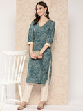 Ahalyaa Women Floral Printed Gotta Patti Crepe Kurta | Grocsy
