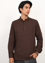 Fabmade Cocoa Drift Linen Short Kurta | Grocsy