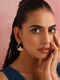 trueBrowns Brass Black Stone Drop Stud Earrings | Grocsy
