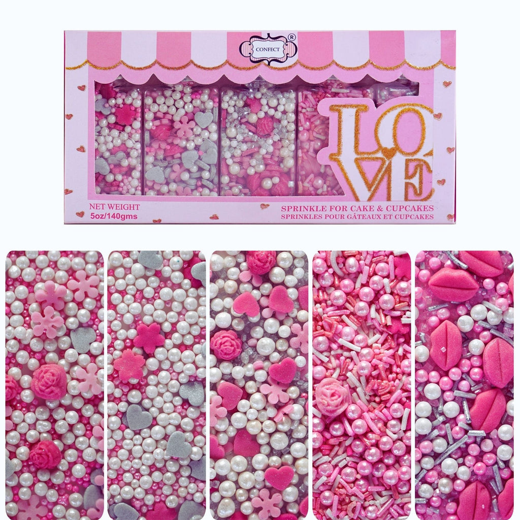 Confect Silver Hearts & White Pearls | Edible Mother's Day Sprinkles | Grocsy