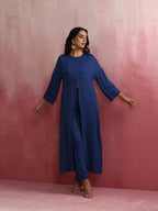 trueBrowns Blue Modal Front Slit Kurta set | Grocsy