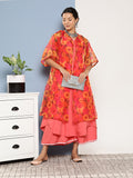 InWeave Women's Peach Cr Strappy Set With Peach Yellow Floral Cape | Grocsy