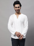 Even Apparels White Pure Cotton Open Neck Kurta | Grocsy