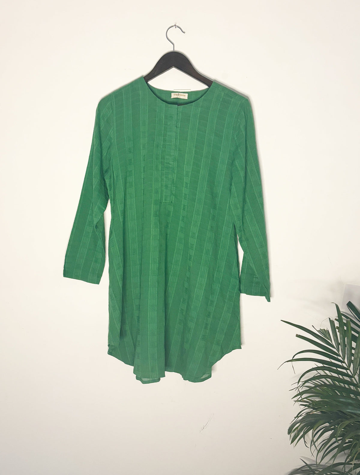 trueBrowns Green Check Dobby Top | Grocsy