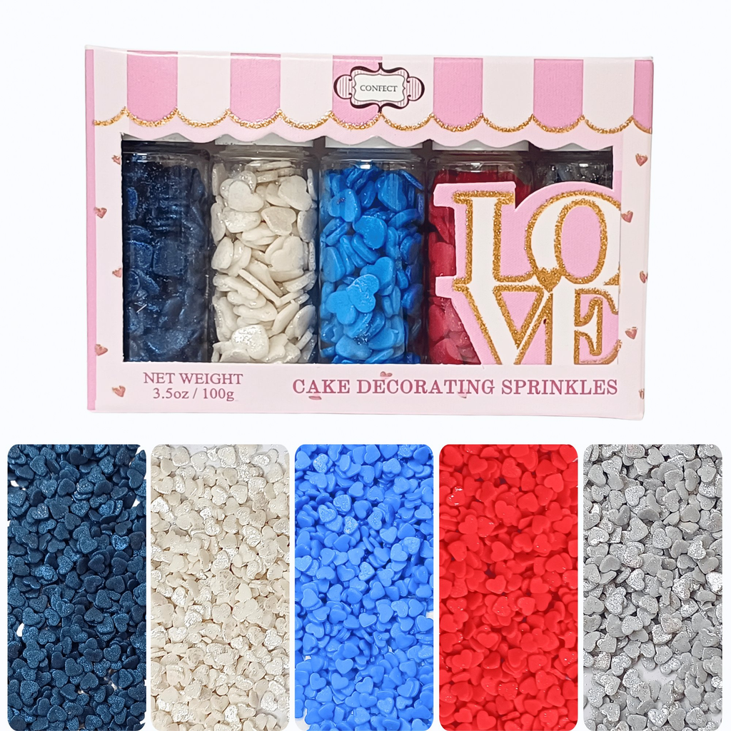 Confect Heart Sprinkles | Captain's Colors Patriotic Sprinkles | Grocsy