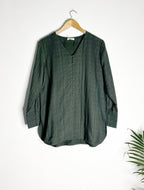 trueBrowns Green Gauze Dobby Kurta Co-ord Set | Grocsy
