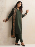 trueBrowns Green Kashmiri Woollen Jacket 3pc Set | Grocsy