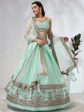 House of Panchhi Burgundy Pure Georgette Sequins And Thread Embroidery Lehenga Choli & Dupatta | Grocsy