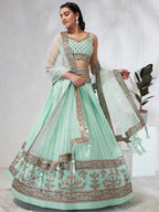 House of Panchhi Burgundy Pure Georgette Sequins And Thread Embroidery Lehenga Choli & Dupatta | Grocsy