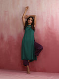trueBrowns Green Modal High slit Kurta Set | Grocsy