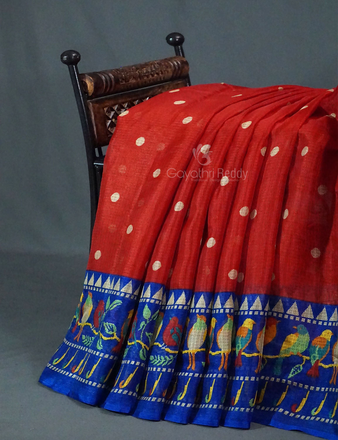 Dark Red Colour With All Over Buttes Semi Silk Kota Saree By Gayathri Reddy Designer Studio | Grocsy